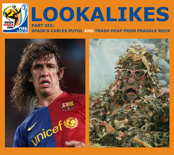 animated comedy blog and web series lunki and sika presents another 2010 world cup lookalike - carles puyol and trash heap from fraggle rock